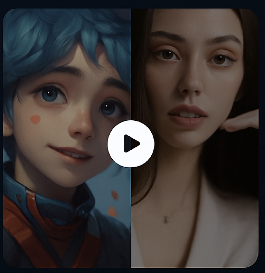 Video thumbnail showing an anime boy and a realistic woman